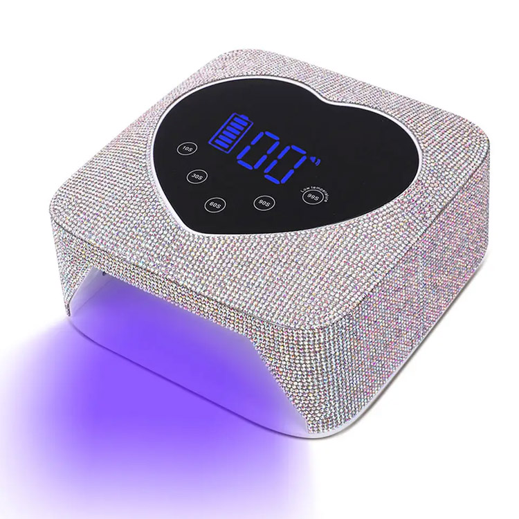 72W hjerteform genopladelig bling rhinestones neglelampe