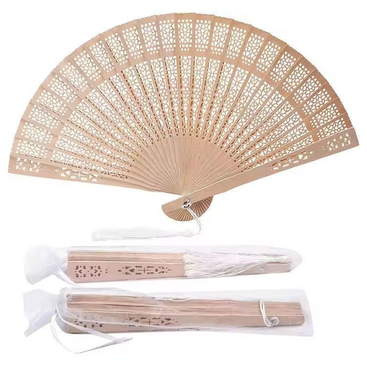 Bambus vintage fødselsdagsgave sammenfoldelig træhåndventilator