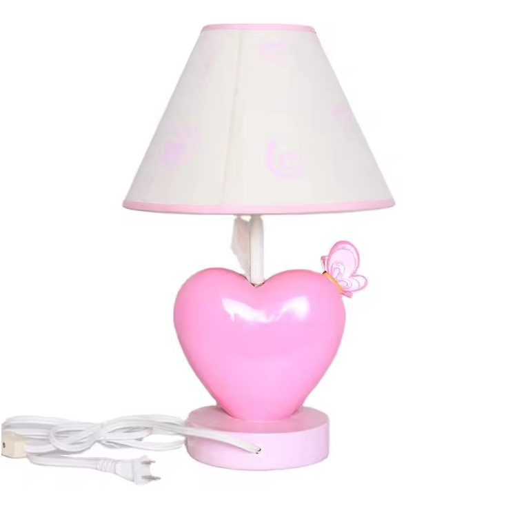 Soveværelse Pink Heart Shape Moderigtige Resin Bordlamper