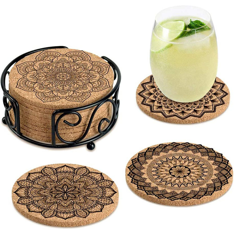 Cool Absorberende Drikkekork Coasters Sæt med Holder