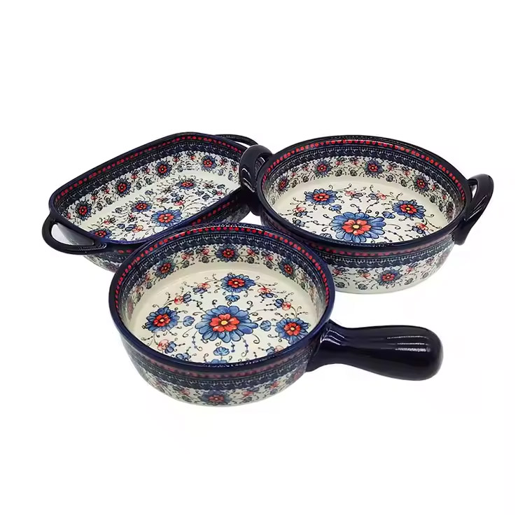 Brugerdefineret vintage udskrivningsvarmebestandig porcelænsstegepande