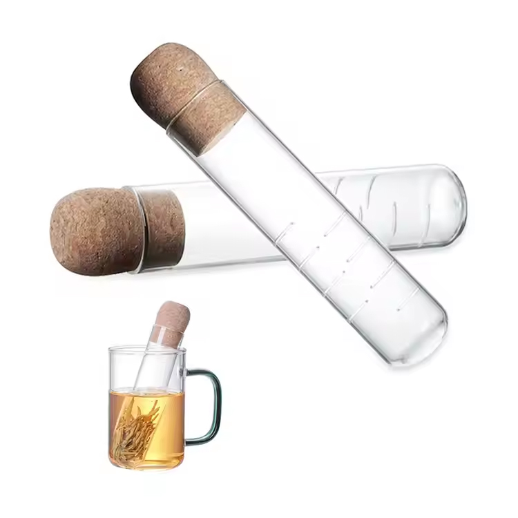 Design Tube Form Borosilicate Glass Tea Infuser Sil