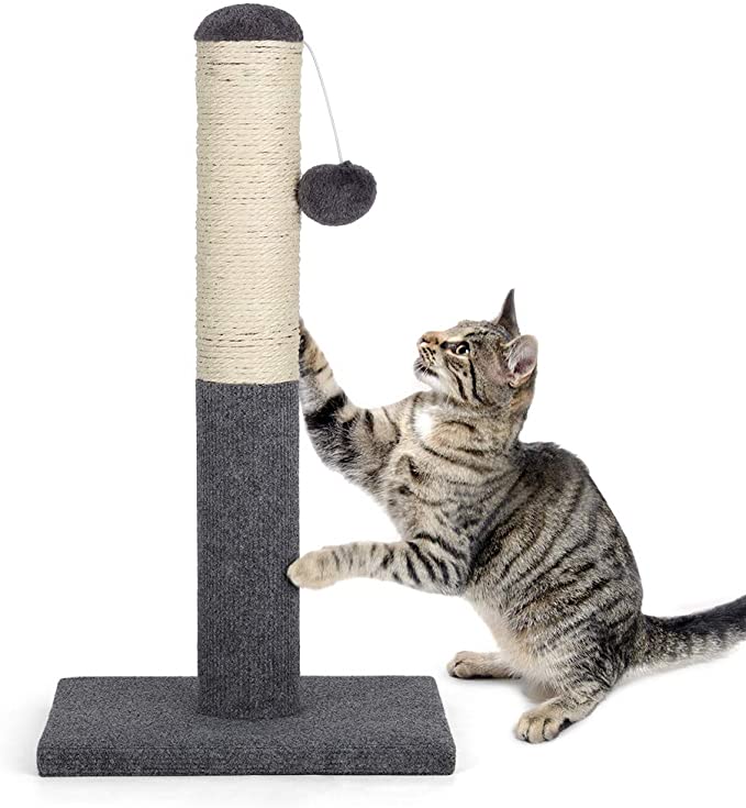 Holdbar Sisal Kitty Cat Scratching Post med hængende kugle