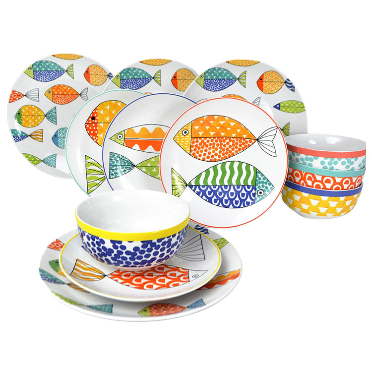 Euro Cute Fish Pattern Stoneware Dinerware Set