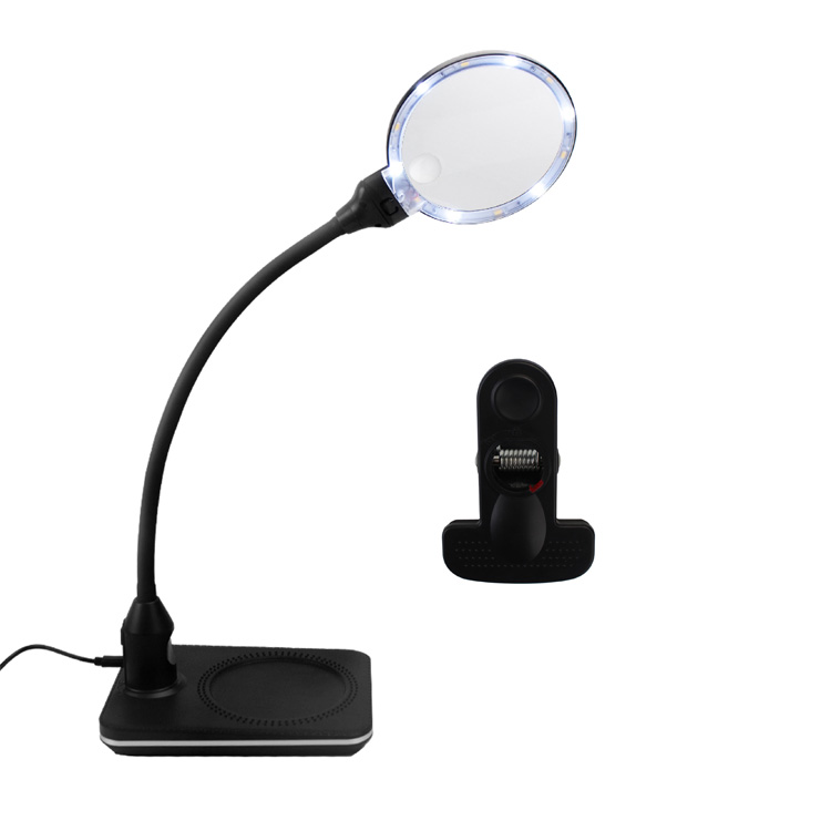 Fleksibel arm LED forstørrelsesglas Lens Craft bordlampe