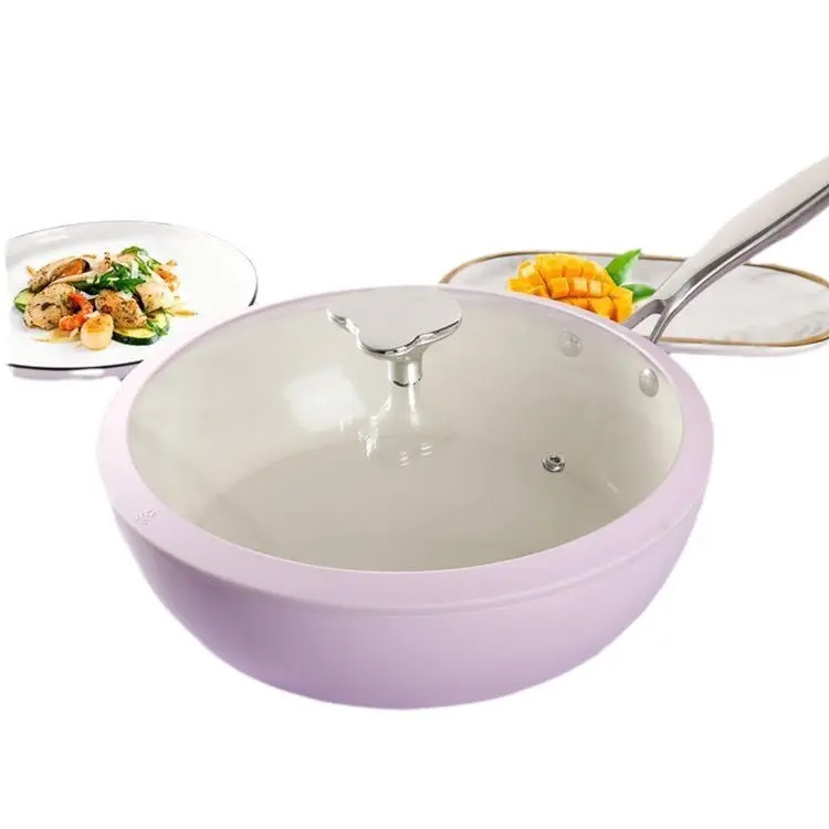 Lavendel shell porcelæn wok brostensbelægning keramisk stegepande