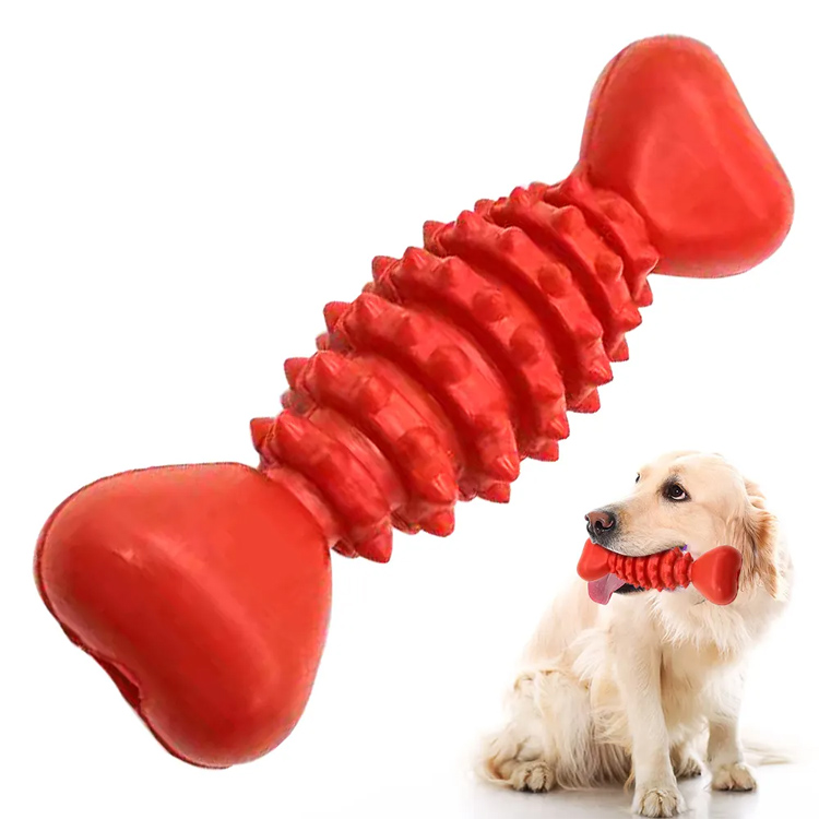 Naturlig gummi knogler form tænder rengøring hund tyggelegetøj