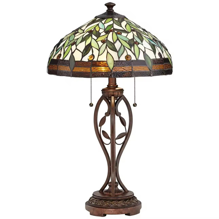 Nordic Antique Luxury Stained Glass Vintage Tiffany Skrivebordslampe