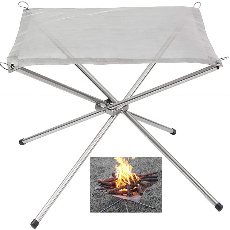 Udendørs Fire Pit 22 Tommer Opgradering Foldbart Rustfrit Stål Mesh