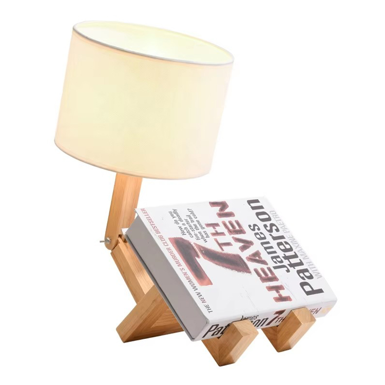 Populær stil læsning Study Wood Robot Shape Bordlampe