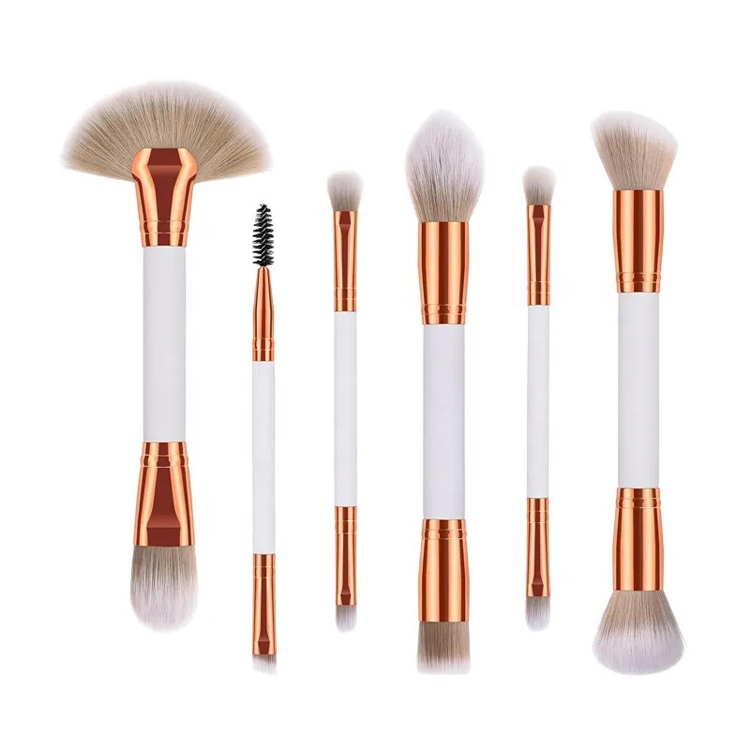 Professionelt 6 stk dobbeltsidet hvid makeup børstesæt