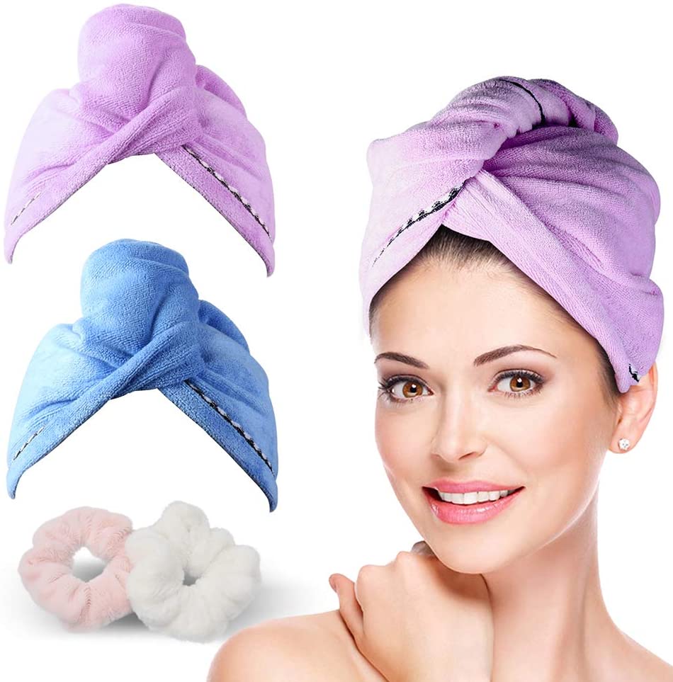 Hurtigt mikrofiber tørt hår Turban Hat Håndklædeindpakning