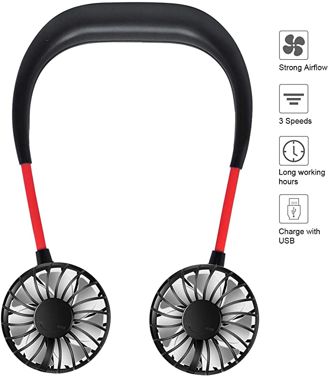 Genopladelig Mini USB Porable Sports Hands Free Neckband Fan