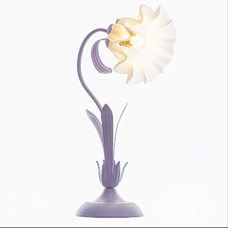 Retro Unik Glasblomst Living Natbord Skrivebordslampe