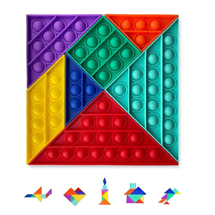 Silikone Sensorisk Tangram Bubble Pop it Fidget Legetøj