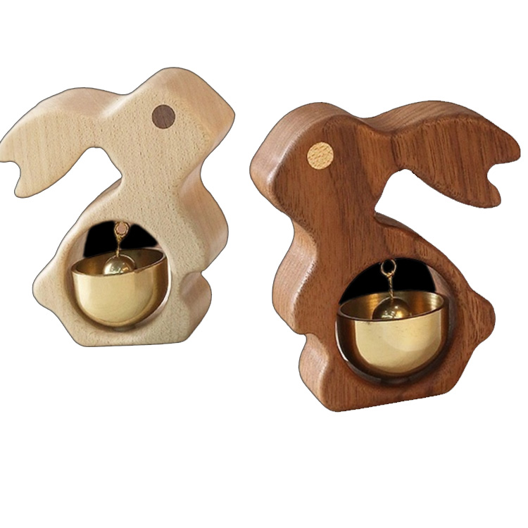 Køleskabsmagneter fra massivt træ til kanin Håndlavet dørklokke i messing