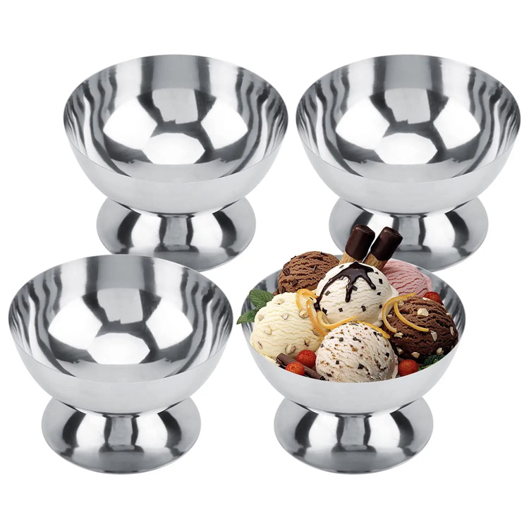 Rustfrit stål isskål genanvendelig salat dessert skål