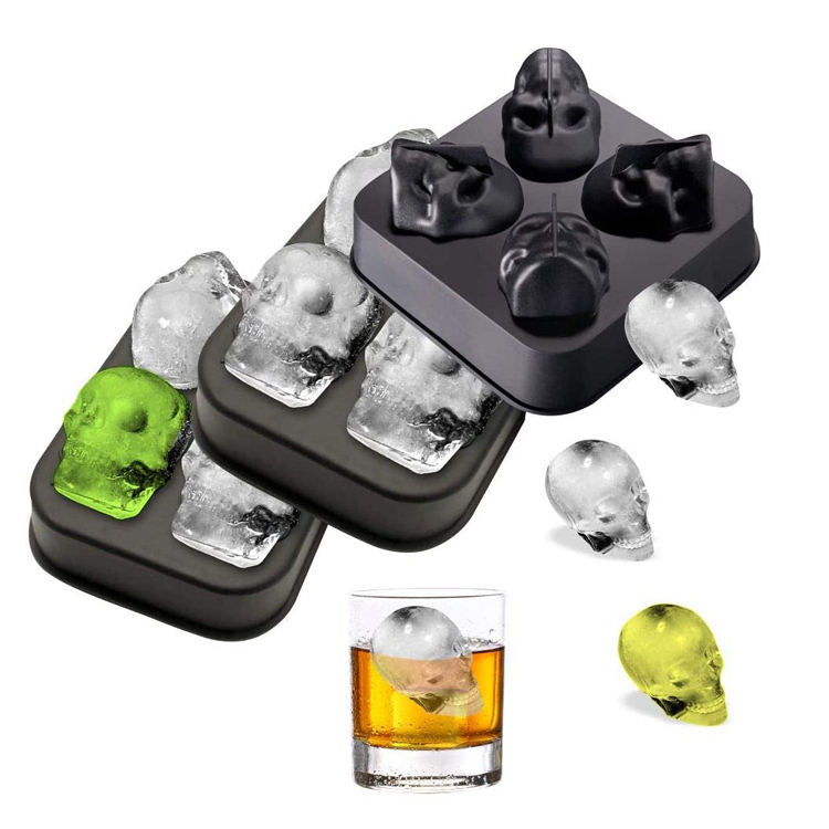 Whisky 3D Skull Silikone isform terningbakke