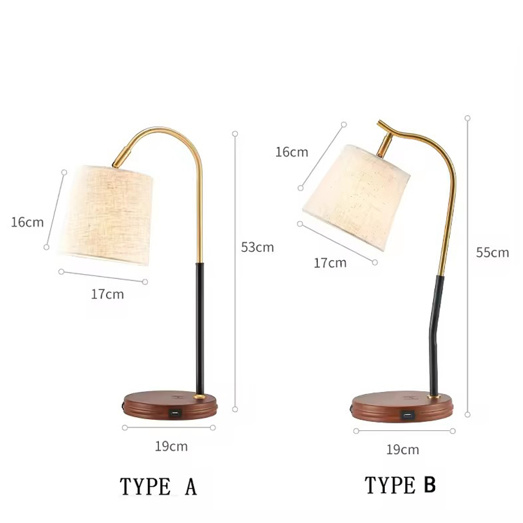 Træ Trådløs oplader Home Decor Luksus Bordlampe